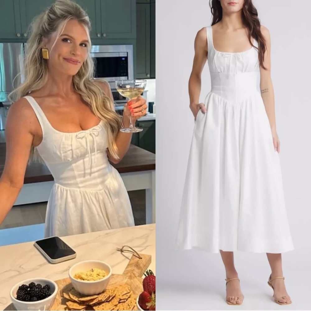 Reformation balia linen milkmaid dress in white - Picture 7 of 11
